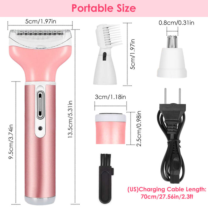 KEMEI Women's 4-In-1 Electric Cordless Rotary Shaver Razor Trimmer Grooming Kit