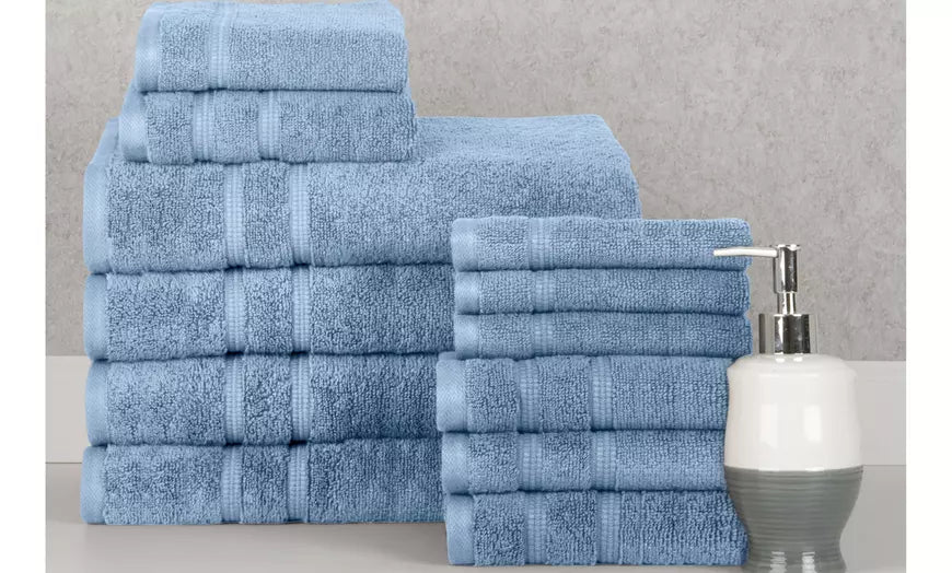 Bibb Home 12 Piece Zero Twist Egyptian Cotton Towel Set