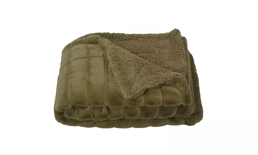 Ultra Soft 60x80 Reversible Ribbed Sherpa Throw Blanket