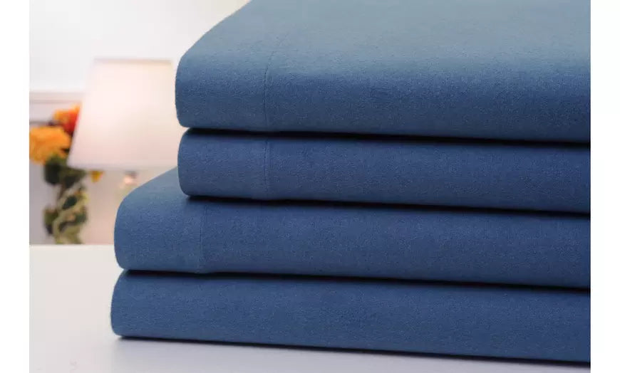 Kathy Ireland or Bibb Home 100% Cotton Cozy Flannel Sheet Set (4-Piece)