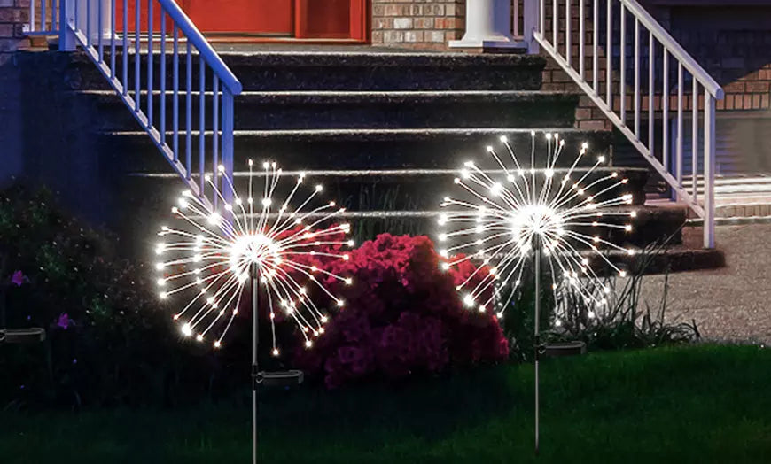LED Solar Firework Outdoor Garden Lights, 2 Pack