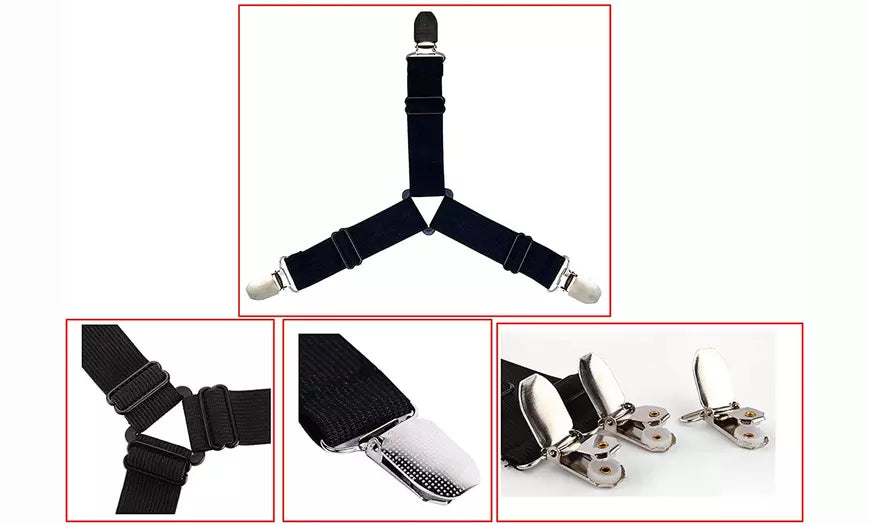 4Pcs/set Elastic Bed Sheet Grippers Belt Fastener Clips Mattress Cover Holder