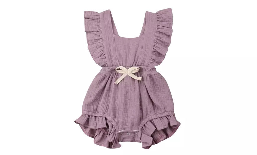 Newborn Baby Girl Romper Bodysuits Cotton Flutter Sleeve One-Piece 0-24 months