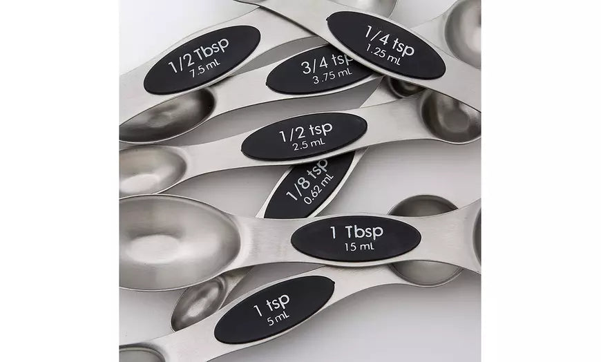 Magnetic Measuring Spoons Set, Dual Sided, Stainless Steel Set of 8