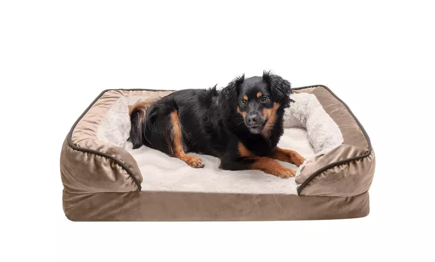 FurHaven Pet Velvet Waves Perfect Comfort Orthopedic Sofa Dog Bed
