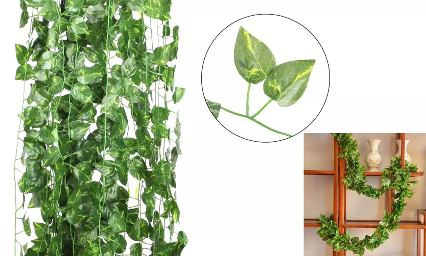 12Pcs Artificial Hanging Plants Fake Leaves Greeny Chain Wall Room Garden Decor