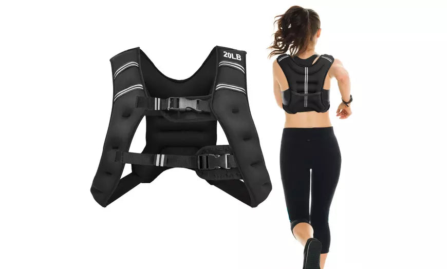 Costway 12LBS/20LBS Workout Weighted Vest Mesh Bag Adjustable Buckle Fitness