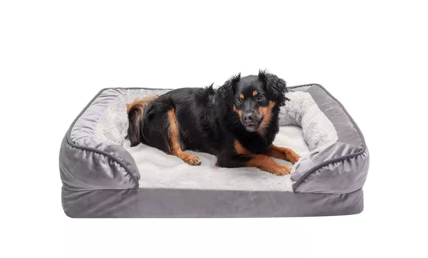 FurHaven Pet Velvet Waves Perfect Comfort Orthopedic Sofa Dog Bed
