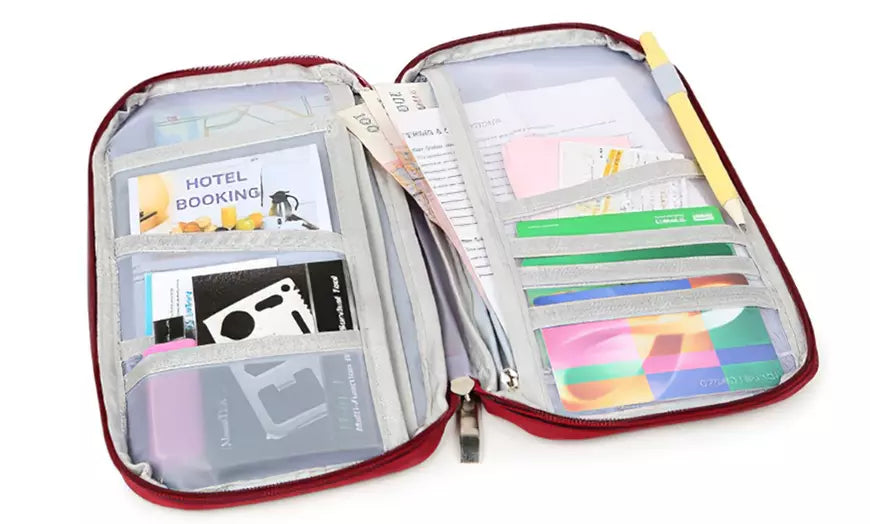 Travel Passport Wallet & Document Holder Zippered Organizer Travel Case