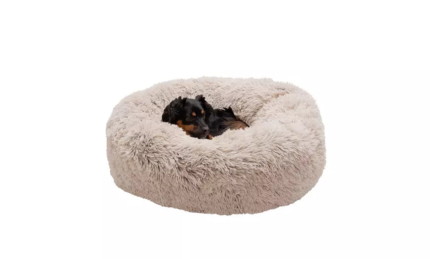 FurHaven Calming Cuddler Long Fur Donut Dog Bed