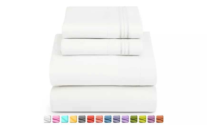 Clara Clark 4 Pc Sheet Set -1800 Series Deep Pocket Bed Sheets with Fitted Sheet