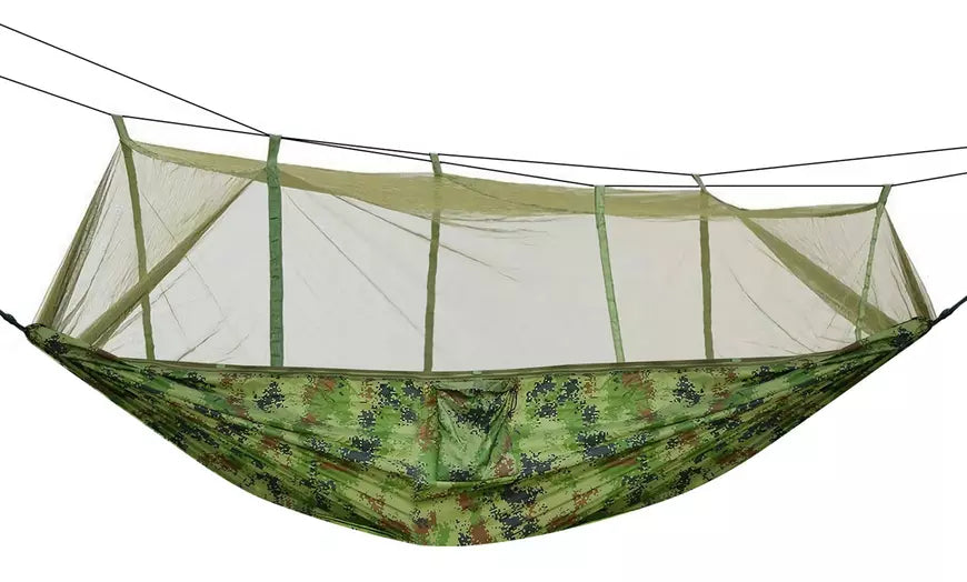 Double Camping Hammock w/ Mosquito Net 2-Person Portable Nylon Hammock