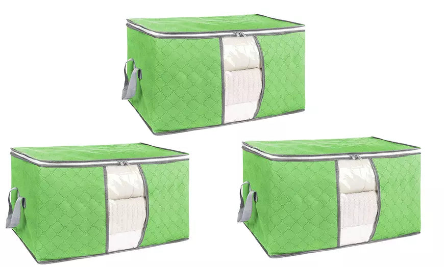 3 Pack Large Capacity Clothes Storage Bag Organizer with Reinforced Handle