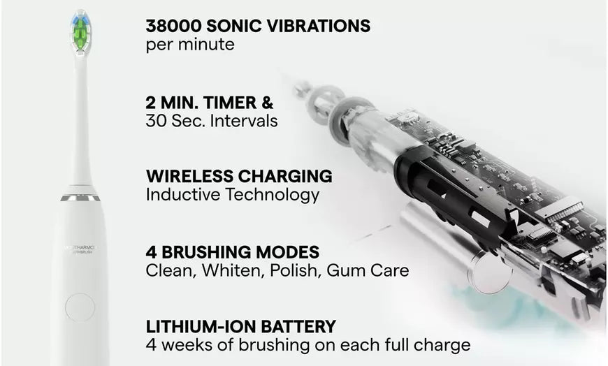 Mouth Armor UltraSonic Toothbrush 6 Brush Heads, Travel Case and Holographic Bag