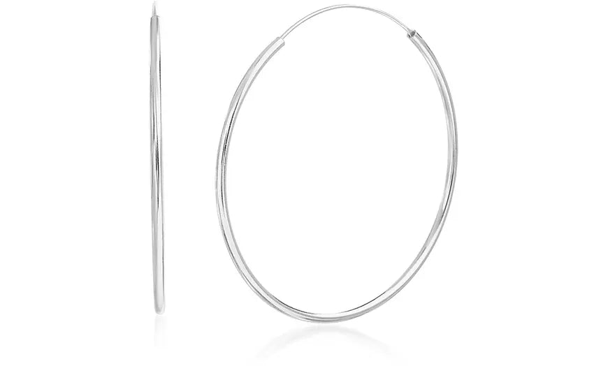 Nina & Grace 35mm-80mm Sterling Silver Endless Hoop Earrings