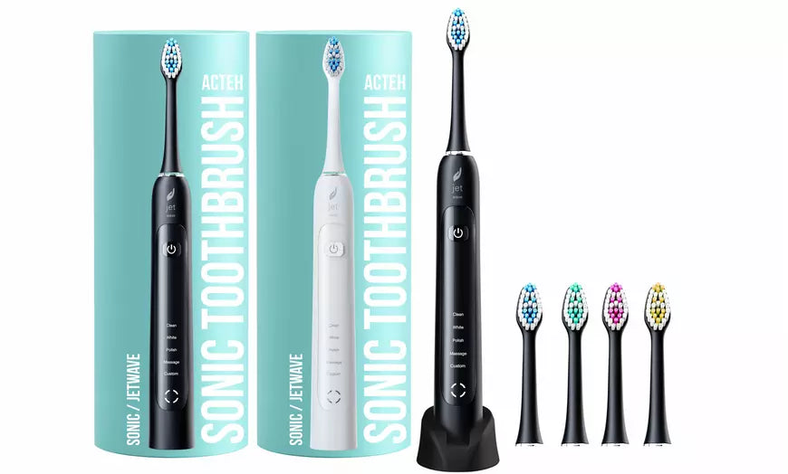 Sonic Toothbrush with Auto-Timer, 5 Modes, 48,000 Sonic Vibrations and 4 heads