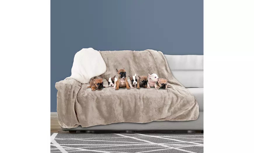 Waterproof Pet Blanket XL Throw Protects Couch Car Bed 70 x 60 Tan