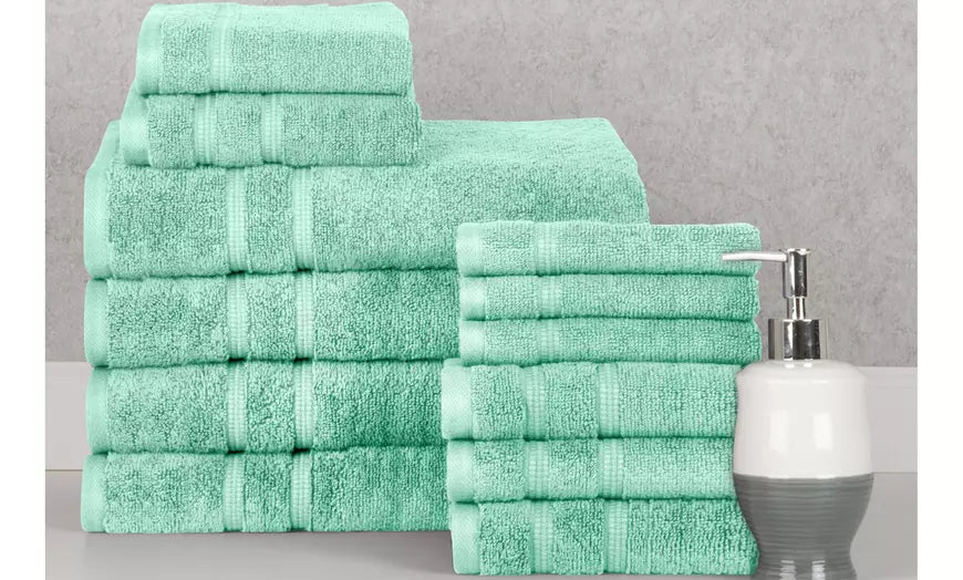 Bibb Home 12 Piece Zero Twist Egyptian Cotton Towel Set