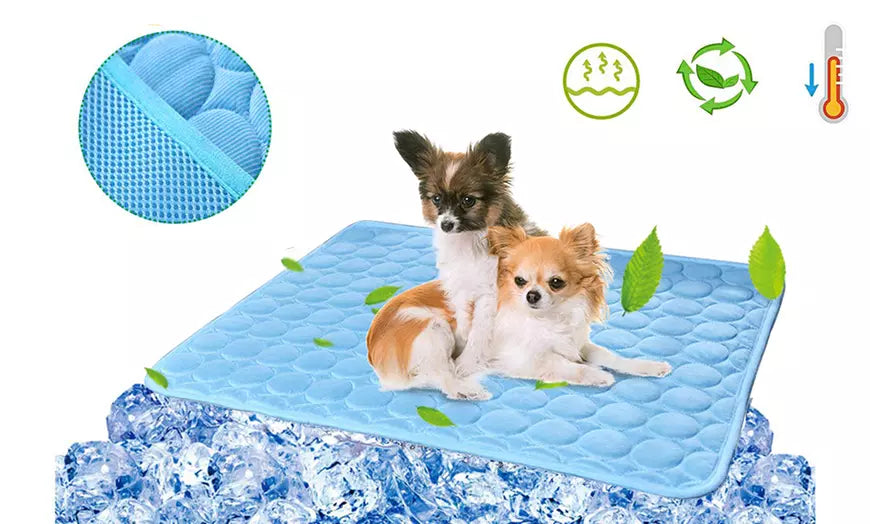 Dog Pet Cat Cooling Mats Blanket Cool Bed Pad Summer Sleeping Ice Silk 4 Size