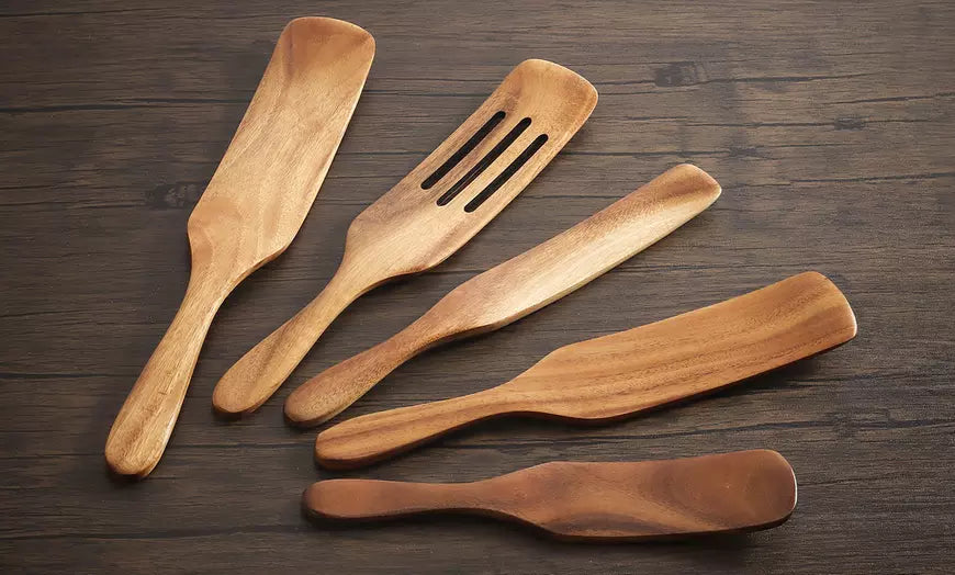 5 Pcs Wooden Spurtles Set Kitchen Tools for Cooking