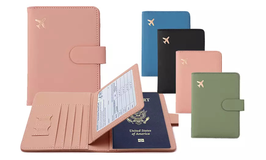 Multifunction Passport Holder Card Slots RFID Blocking Travel Wallet