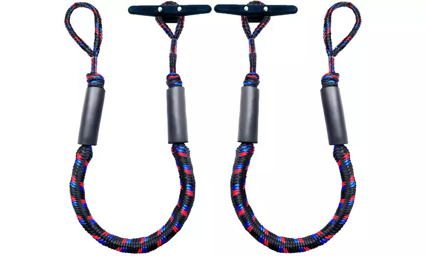 Boat Dock Line Bungee Cords with Hooks Stretch Boating Accessories (2 Rope)