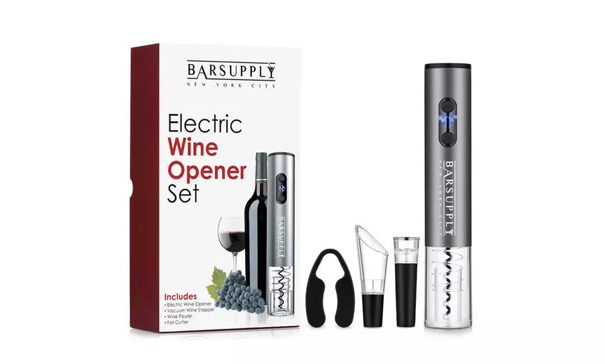 BARSUPPLY 4-Piece Electric Wine Opener Set