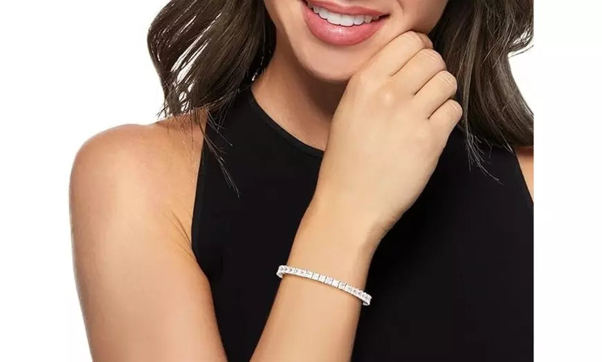 Princess Cut Tennis Bracelet Made With Crystals From Swarovski
