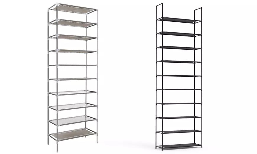 10-Tier Shoe Rack Shoe Shelf Storage Organizer with Detachable Shelves