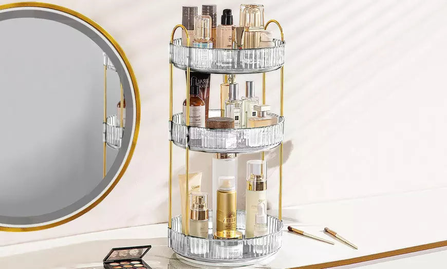 NewHome 3-Tier 360-Degree Rotating Makeup Perfume Cosmetics Storage Organizer
