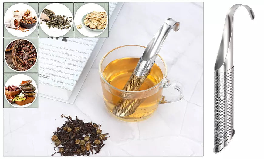 2Pcs Long-Handle Stainless Steel Tea Infuser Filter Stick Pipe Tea Strainer