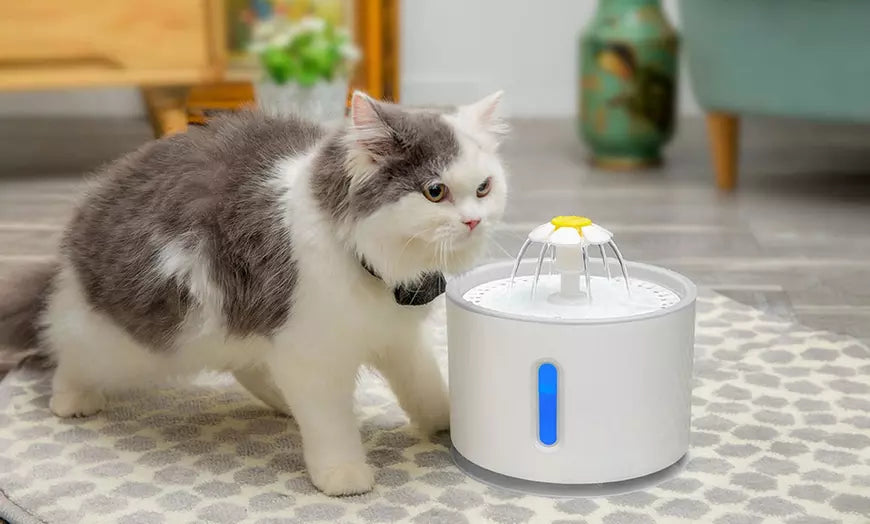 2.4L Automatic Pet Cat Dog Water Fountain Water Dispenser w/ LED Light