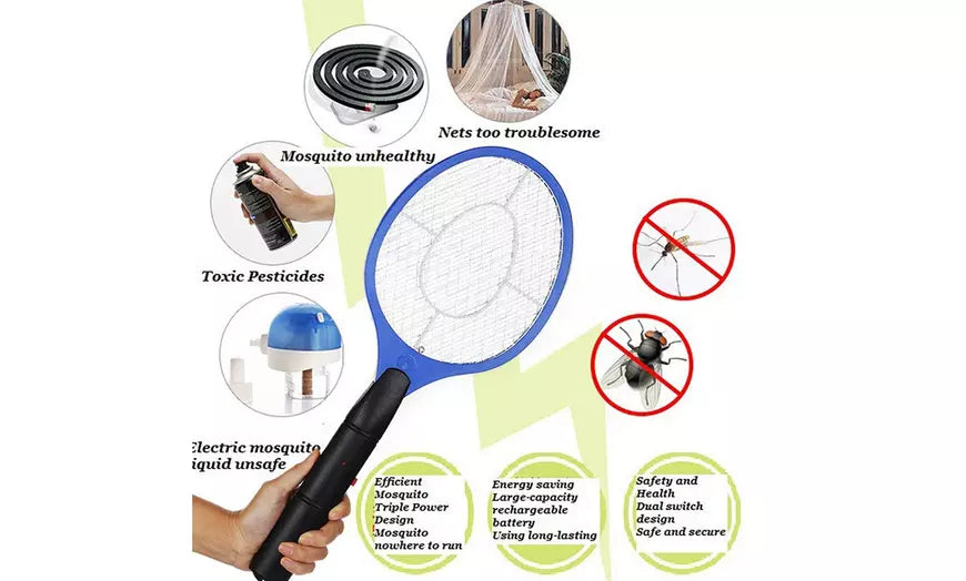 Electric Handheld Bug Zapper Insect Fly Swatter Racket