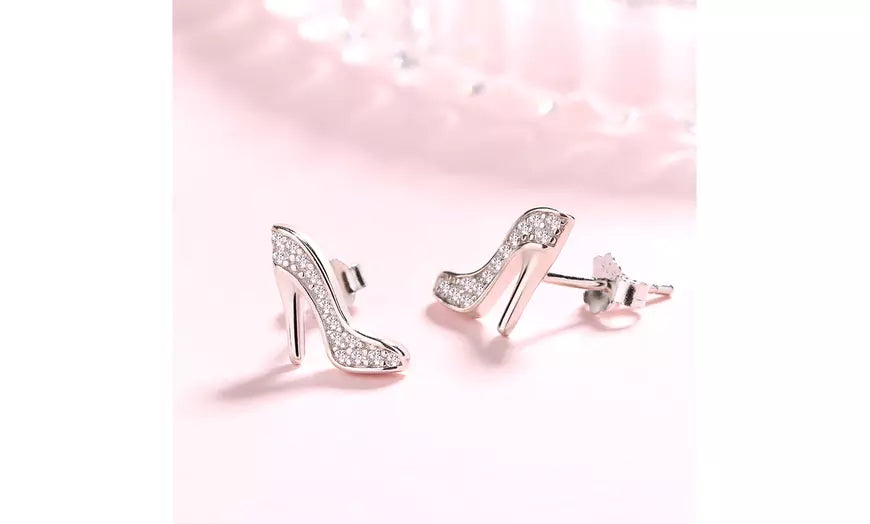 Sterling Silver Stiletto Stud Earrings with crystals from Swarovski
