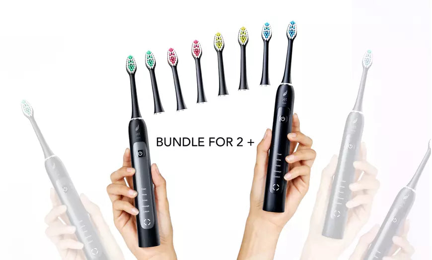 Acteh Sonic Toothbrush Set with 5 Modes, 2-Min. Timer, Charging Base and 8 heads