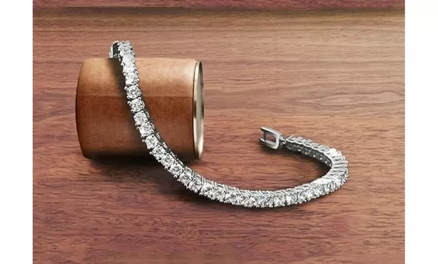 Princess Cut Tennis Bracelet Made With Crystals From Swarovski