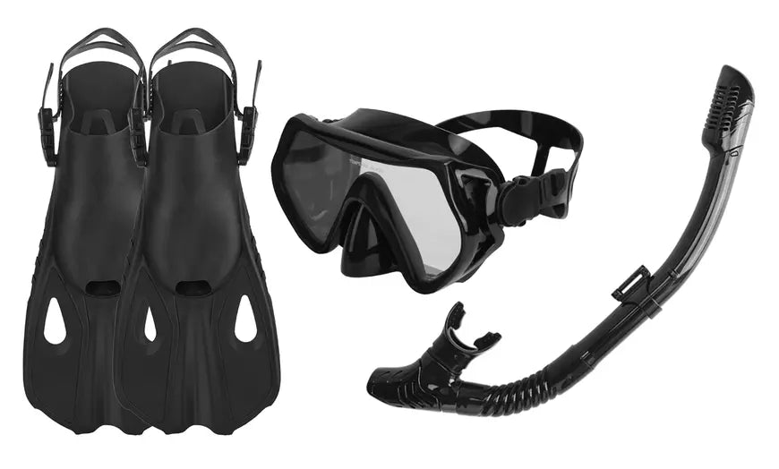 CoolWorld Snorkel Mask Fin Snorkeling Set w/ Dive Mask Dry Top Snorkel Swim Fins