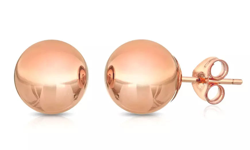 14K Rose Gold Ball Stud Earrings