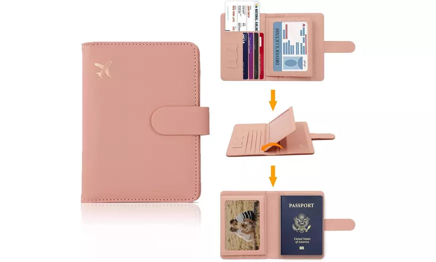 Multifunction Passport Holder Card Slots RFID Blocking Travel Wallet