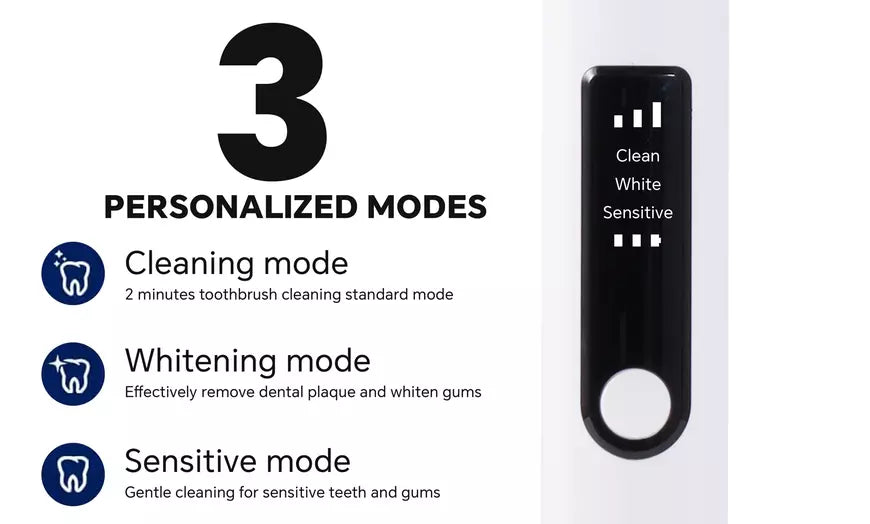 Sonic Electric Toothbrush for Adults 3 Modes with 4 Brush Heads 2 Minute Timer