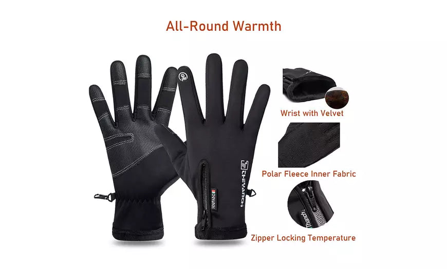 2 Pack Mens Winter Warm Gloves Waterproof Touch Screen Gloves for Outdoor