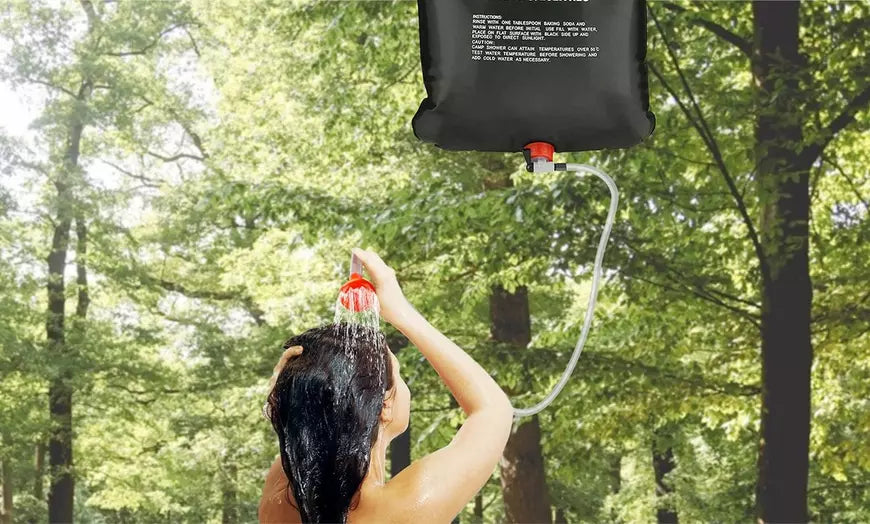 LakeForest 5 Gallon/20L Solar Heated Shower Water Bag w/ Hose & Shower Head