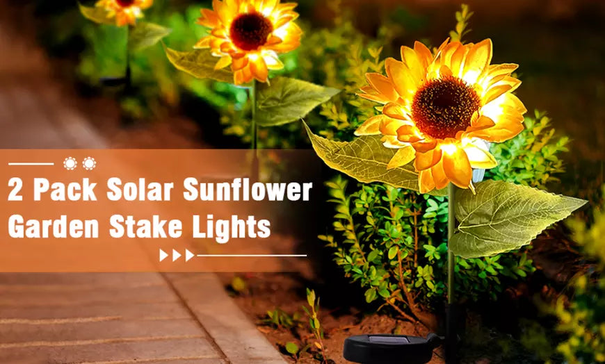 Solar Sunflower Outdoor Garden Stake Lights (2-, 6- or 8-Pcs)