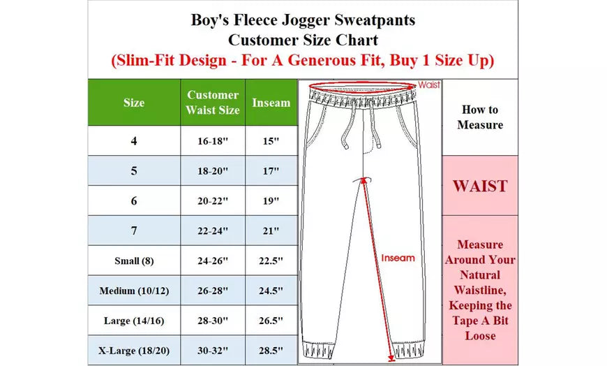 Children & Boy's 3-Pack Slim Fitting Fleece Jogger Sweatpants