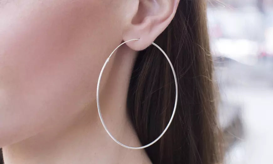 Nina & Grace 35mm-80mm Sterling Silver Endless Hoop Earrings