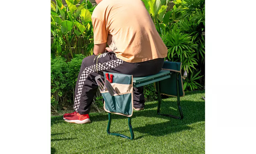 Costway Folding Garden Kneeler and Seat Bench w/2 Bonus Tool