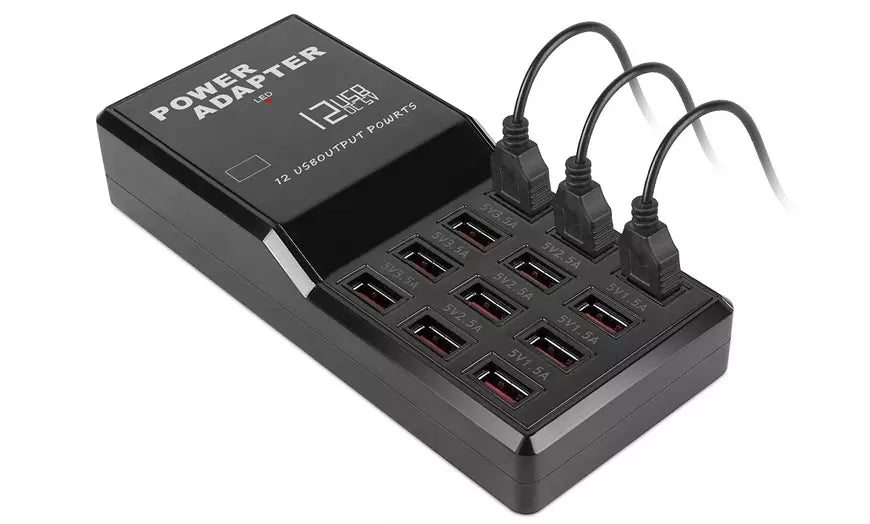 12-Port 60W Fast Charge Charging Station Hub Multi-Port USB 3.0 Charger