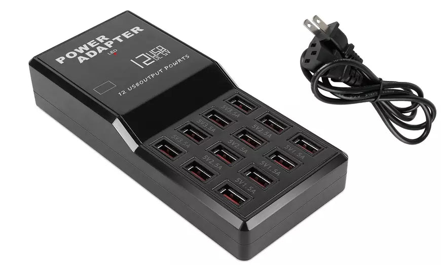 12-Port 60W Fast Charge Charging Station Hub Multi-Port USB 3.0 Charger