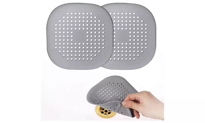 Square Hair Drain Cover for Shower Silicone Hair Stopper with Suction Cup