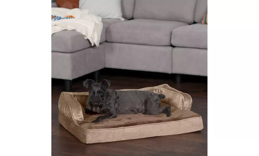 FurHaven Orthopedic Memory Foam Plush and Velvet Comfy Couch Dog Bed
